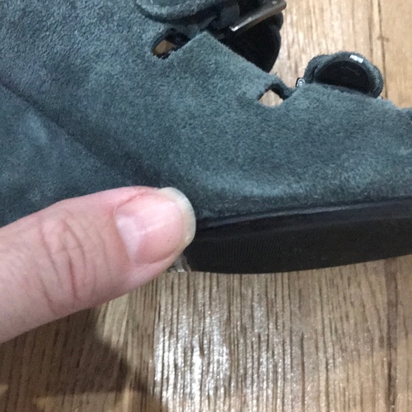 Gray Suede Gladiator Style Wedges - Picture 10 of 12